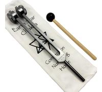 93.96Hz Schumann Weighted Tuning Fork with Engram - Carry Bag and Striker - Sound Healing Instruments and Biofield Harmonization - Chakra Alignment - Vibration Therapy Tools | Earthy Gray