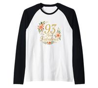 93 And Fabulous Floral 93rd Birthday Celebration Funny Raglan Baseball Tee