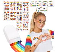 93 PCS Face and Body Pride Temporary Tattoos, 1Pack Pride Face Paint Sticks, Pride Rainbow Face Paint Kit, Face Body Paint for Gay LGBTQ Pride Parade, Pride Month Celebrations, Party, and Celebrations