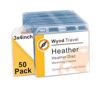 93 x 106mm Name Badge Holders - Fushing Clear Plastic Horizontal Name Tag Badge ID Card Holders for 93 x 106mm Name Badge Inserts or Name Tag Inserts (50)