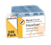 93 x 106mm Name Badge Holders - Fushing Clear Plastic Horizontal Name Tag Badge ID Card Holders for 93 x 106mm Name Badge Inserts or Name Tag Inserts (200)