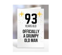 93 Years Old, Officially a Grumpy Old Man Card, Funny, Joke, Gift, 93rd Happy Birthday, Presents for, Dad, Daddy, Grandad, Husband, Uncle, Him, Male, A5-164_65