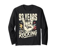 93 Years Still Rocking 93rd Birthday Funny 93 Rocker Biker Long Sleeve T-Shirt