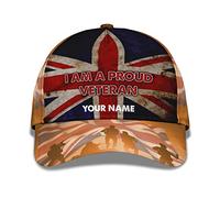 934 Dad Hat I Am A Proud Veteran Soldier Army British England Flag Snapback Cap Retro Golf Ball Hat Classic Baseball Cap for Ladies, Youth, Adult