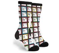 934 Novelty Office Socks Science Fair Periodic Table Insulated Trainer Socks Recycled Work Socks Unisex For Everyday Men Outdoor 40Cm