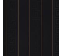 935244 - Versace Greek Key Striped Black Gold AS Creation Wallpaper