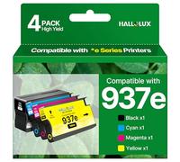 937e 937 Ink Cartridges Compatible for HP 937e Ink Cartridges for HP OfficeJet Pro 9120 9122 9123 9130 9132 9133 9720 9120b 9130b 9120r 9120e 9122e printers (4-Pack, Black, Cyan, Magenta, Yellow)