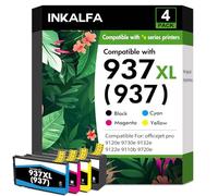 937 9720e Ink Cartridges Multipack Compatible for HP937 XL 9730e 937e 937XL for HP OfficeJet Pro 9720e 9730e 9120e 9132e 9122e 9110b 9120b 9125e 9720 Printer Cartridges (Black Cyan Magenta Yellow)