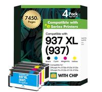 937XL 937 Ink Cartridges Multipack 9720e 9730e Compatible for HP937 Ink Cartridges 937e for HP OfficeJet Pro 9135e 9125e 9130b 9132e 9122e 9110b 9120b 9130e Printers (Black Cyan Magenta Yellow)