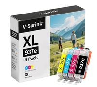937XL 937e Ink Cartridges Multipack for HP 937 Ink Cartridges | XL Compatible with Officejet Pro 9110b 9120b 9720b 9130b 9117b 9720 9730 Printer (4-Pack,Black, Cyan, Magenta, Yellow)
