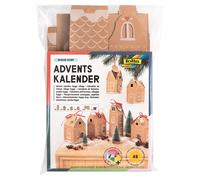 folia 9385 - Hygge Village Advent Calendar Set, DIY Craft Set with Gift Boxes for Filling, 24 Houses for Hanging or Standing, as a Gift and Special Christmas Decoration, Reusable