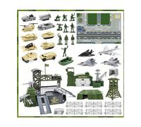 (939 Military Base: equipped with 9 small cars, 4 small planes and 1 passenger plane) Aircraft storage military backpack base dinosaur hunting car transport aircraft set children's toy car