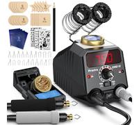 939D VI Pyrography Wood Burning Kits, Preciva WoodBurning Station with Dual Pens, Digital Display Adjustable Temperature 250-750℃, Ergonomic Heat-Resistant Handle, 20pcs Tips for Wood Leather Craft