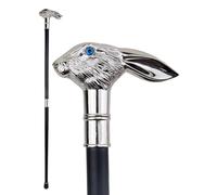 93cm Silver finish Hare Blue Eyed Swagger Cane Walking Stick,