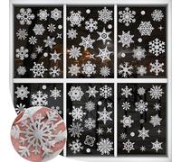 93Pcs Large Glitter Snowflake Window Stickers Silver, ADQUATOR 9 Sheets Reusable Self Christmas Snowflake Window Clings Double Sides, Christmas Window Decorations for Xmas Window Display Decoration