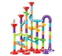 93Pcs Marble Run Set Building Blocks,Marble Maze Coaster Construction Track Game with 30 Glass Marbles for Kids,Girls,Birthday Gifts