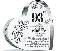 93rd Birthday Acrylic Heart Plaque for Women and Men, Aged to Perfection