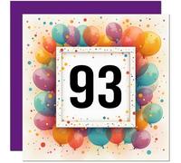 93rd Birthday Card for Men Women - Any Age - Balloon Birthday Card for 93 Year old Woman Ladies Grandma Mum Aunt Nan Friend Sister Ninety Three, Ninety Third Nanny