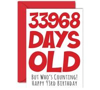 93rd Birthday Card for Men Women Him Her - 33968 Days Old - Funny Adult Happy Birthday Card for Grandma Nan Grandad Gran Mum Dad, A5 Humour Joke Greeting Cards