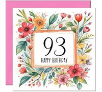 93rd Birthday Card for Women - Any Age - Floral Birthday Card for 93 Year old Woman Ladies Grandma Mum Aunt Nan Friend Sister Ninety Three, Ninety Third Nanny