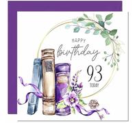 93rd Birthday Card for women Floral Watercolour Book Beautiful Birthday Card for 93 Year old Woman Ladies Grandma Nan Mum Aunt Nan Friend Sister Ninety Three, Ninety Third Nanny