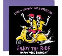 93rd Birthday Cards for Men Women - Lifes a Journey Not A Destination - Happy Birthday Card for 93 Year Old Man Woman Husband Dad Wife Uncle, 145mm Bday Greeting Cards