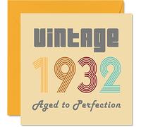 93rd Birthday Cards for Men Women - Vintage 1932 Aged To Perfection - 93 Birthday Card Funny for Her Him, 145mm Greeting Cards Great Grandad Grandma Granny Nanny Nan