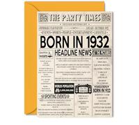 93rd Birthday Cards for Women Men - Born In 1932 Newspaper - Happy 93 Birthday Card for Grandma Grandad Nan Vintage Retro Back In 1932, 5x7 Inch Bday Greeting Cards