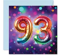 93rd Birthday Cards for Women Men - Rainbow Foil Balloon - Happy Birthday Card for 93 Year Old Woman Man Husband Wife Grandad Grandma, 145mm Bday Greeting Cards