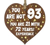 93rd Birthday Gift For Women and Men Wooden Heart Plaque, Grandma