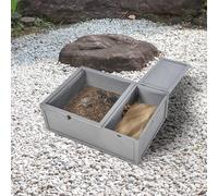 94 cm Wood Indoor Outdoor Reptile Pet Tortoise House with Two Room Design PawHut Grey One Size