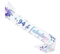 94 Fabulous Flower Birthday Sash 94th Party Gifts Glitter Satin Sash for Women's 94th Birthday Party Decoration Favor Supply