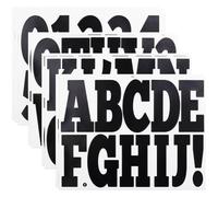 94 Pieces 4 Inch Large Letter Number Stickers, Bold Vinyl Black Alphabet Sticker for Mailbox, Outdoor, Trucks, 6 Sheets