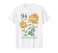 94 Years Loved and Blessed Floral Flower Stamp 94th Birthday T-Shirt