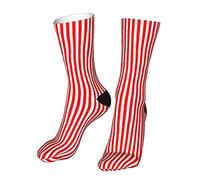 942 Ladies Socks 50Cm Red White Vertical Stripe Gift Socks Knitting Work Socks Comfort Thick Socks For Mother'S Day, Mens, Valentine'S Day