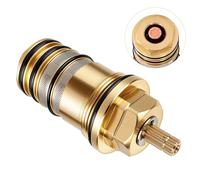 94282000 Temperature Control Unit in Brass Design - 3/4 Inch Suitable for Hansgrohe Ecostat Showers, Two and Three Hole Bath Thermostats