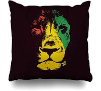 945 Cushion Cover 45x45cm Elegant Gift Throw Cushion Case Luxurious Camping Throw Pillow Cover Green Marley Lion Head Rasta Wildlife Yellow Red Bob Reggae Judah Jamaica Color