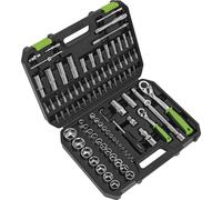 94pc PREMIUM Socket / Bit & Ratchet Handle Set - 1/4" 1/2" Drive 6 Point Metric Loops Multi One Size