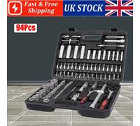 94Pc Socket Set 1/2"1/4" Screwdriver Bit Torx Ratchet Tool Kit Black