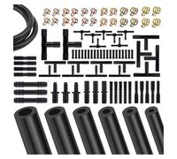 94PCS 5Ft Vacuum Hose Automotive Set,6 Sizes 3/8",5/16",1/4",3/16",5/32",1/8" Silicone Vacuum Lines Kit with 64 Connectors & 24 Clamps,High Temp Resistant Vacuums Hose Kit