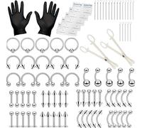 94PCS Piercing Kit, Piercing Needles, Surgical Steel Piercings Changing Tools 14G 16G 18G 20G, Nose Piercings Kit Insertion Tool Set for Nose Studs, Belly Button, Nipple and Tongue Piercings Taper