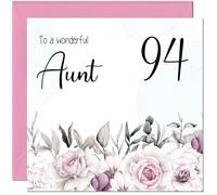 94th Aunt Birthday Card Floral Elegant Best Auntie's Birthday Card for 94 Year old Ninety four, Ninety Fourth