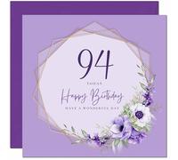 94th Birthday Card for Men women - Floral Beautiful Birthday Card for 94 Year old Woman Ladies Grandma Nan Mum Aunt Nan Friend Sister Ninety four, Ninety Fourth Nanny