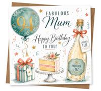 94th Birthday Card for Mum, Funny Balloon Cake Design