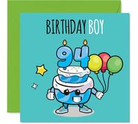 94th Birthday Cards for Men - Birthday Cake Boy Balloons - Happy Birthday Card for 94 Year Old Man Dad Step Dad Husband Uncle, 145mm Bday Greeting Cards