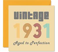 94th Birthday Cards for Men Women - Vintage 1931 Aged To Perfection - 94 Birthday Card Funny for Her Him, 145mm Greeting Cards Great Grandad Grandma Granny Nanny Nan