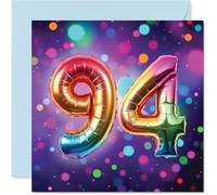 94th Birthday Cards for Women and Men, Rainbow Foil Balloon