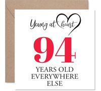 94th Birthday Cards for Women Men - Young at Heart - Happy Birthday Card for 94 Year Old Woman Man Uncle Wife Grandad Dad, 145mm Bday Greeting Cards