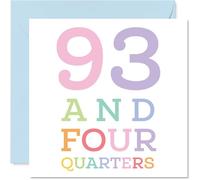 94th Birthday Cards for Women Men - 93 and four quarters - Happy Birthday Card for 94 Year Old Woman Man Dad Grandma Husband Wife, 145mm Bday Greeting Cards