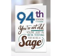 94th Version you are not old, you are just in beta testing for being a sage, Birthday Greeting Card, Gifts for him, her, female, male, Happy Birthdays, Sentiment cards - gc-A5-011_094
